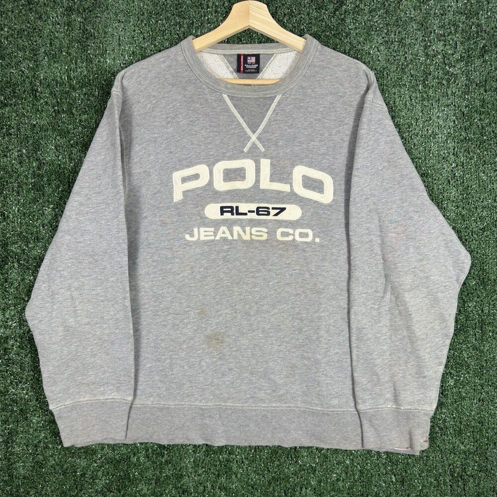 Vintage Polo Jeans Co. Ralph Lauren RL-67 Crewneck Sweatshirt Size L Y2K Boxy